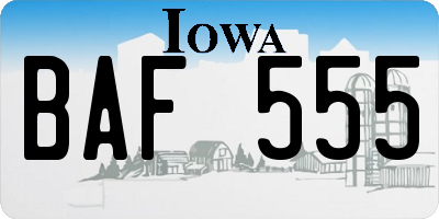 IA license plate BAF555