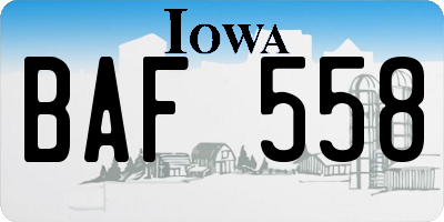 IA license plate BAF558