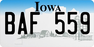 IA license plate BAF559