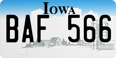 IA license plate BAF566