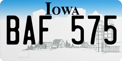 IA license plate BAF575