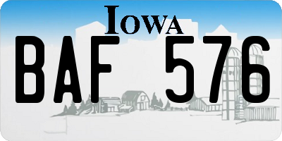 IA license plate BAF576