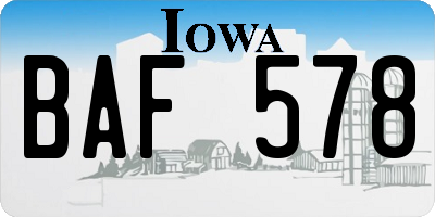 IA license plate BAF578