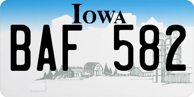 IA license plate BAF582