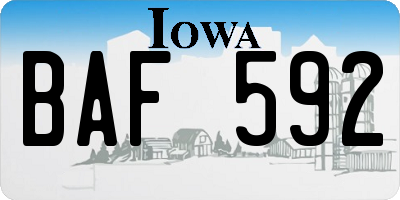 IA license plate BAF592
