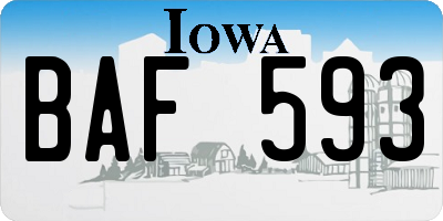 IA license plate BAF593