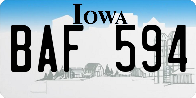 IA license plate BAF594