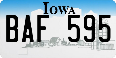 IA license plate BAF595