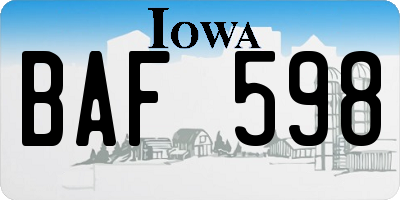 IA license plate BAF598