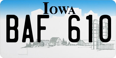 IA license plate BAF610