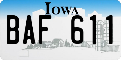 IA license plate BAF611