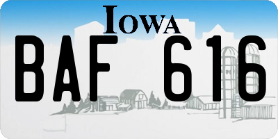 IA license plate BAF616