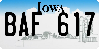 IA license plate BAF617