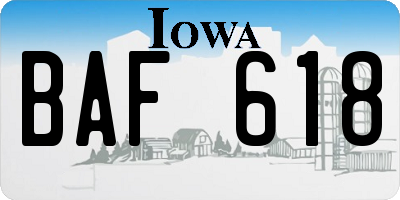 IA license plate BAF618