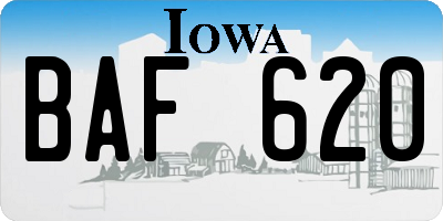 IA license plate BAF620