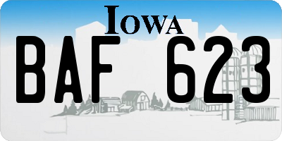 IA license plate BAF623