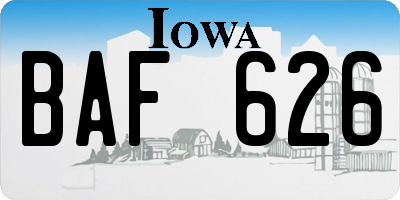 IA license plate BAF626