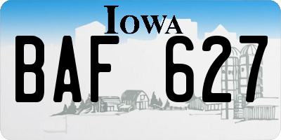 IA license plate BAF627