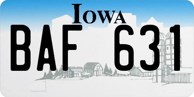 IA license plate BAF631