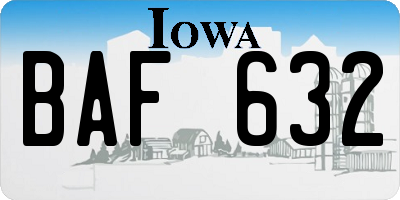 IA license plate BAF632