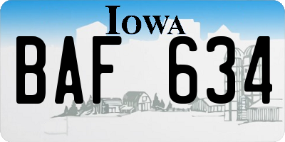 IA license plate BAF634