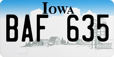 IA license plate BAF635