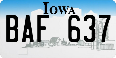 IA license plate BAF637