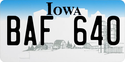 IA license plate BAF640