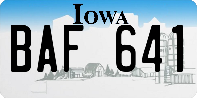 IA license plate BAF641