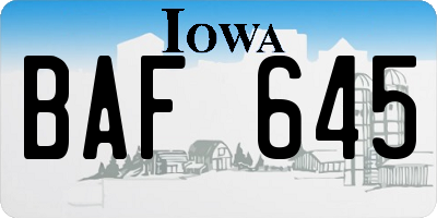 IA license plate BAF645