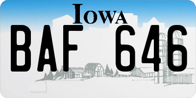 IA license plate BAF646