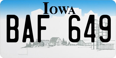IA license plate BAF649