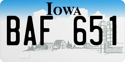 IA license plate BAF651