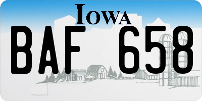 IA license plate BAF658