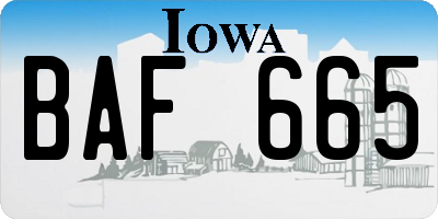 IA license plate BAF665