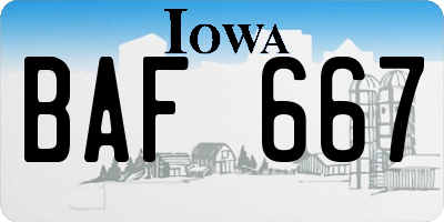 IA license plate BAF667