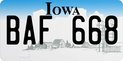 IA license plate BAF668