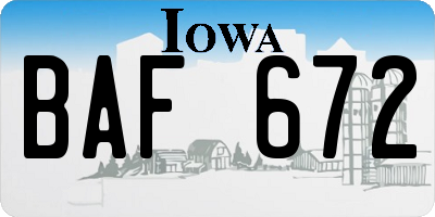 IA license plate BAF672