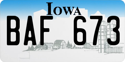 IA license plate BAF673