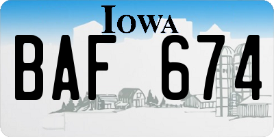 IA license plate BAF674