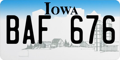 IA license plate BAF676