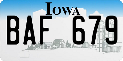 IA license plate BAF679