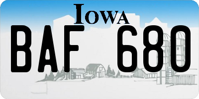 IA license plate BAF680