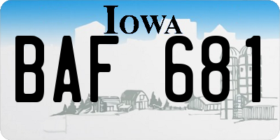 IA license plate BAF681
