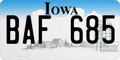 IA license plate BAF685