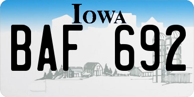 IA license plate BAF692