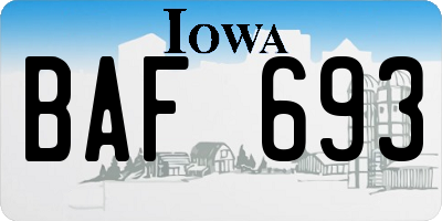 IA license plate BAF693