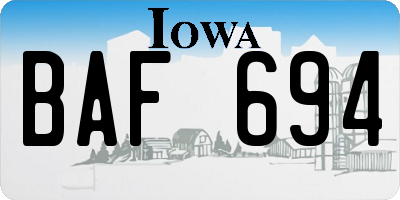 IA license plate BAF694