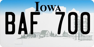 IA license plate BAF700