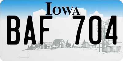 IA license plate BAF704